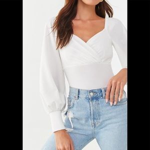 White Bell Sleeve Bodysuit